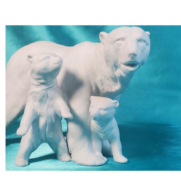 Kaiser Porcelain Polar Bear Family Figurine – Mother & 2 Cubs Vintage W. Germany - Picture 13 of 13